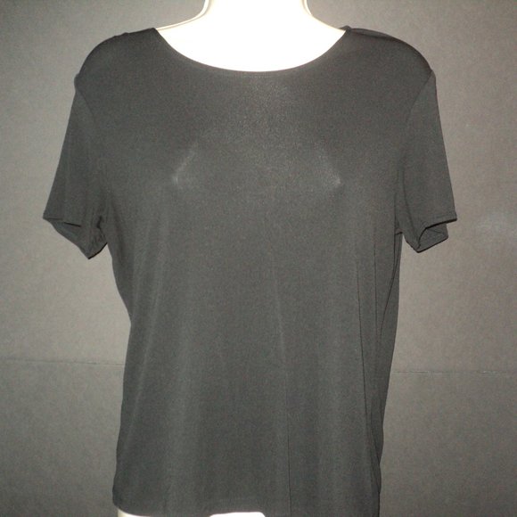Josephine Chaus S Top Black Short Sleeves Rayon - Picture 1 of 3